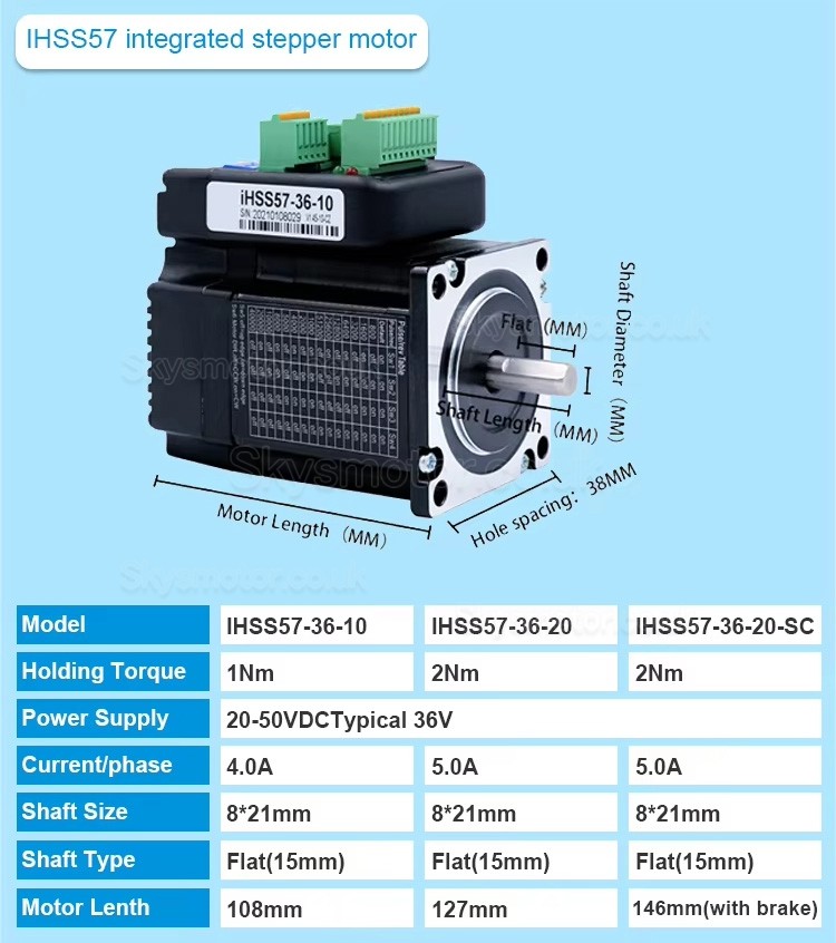 JMC NEMA 23 Integrated Closed Loop Stepper Motor IHSS57-36-10/20/SC 1.8 Deg 1Nm/2Nm/3Nm 4A/5A 36V 2 Phase